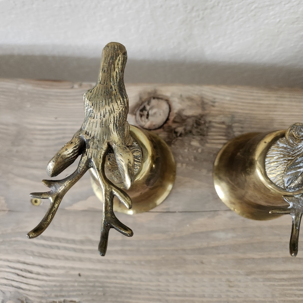 Set of 3 Vintage Early 20th Century German Silverplated Brass Deer Head Goblets - Picture 7 of 12
